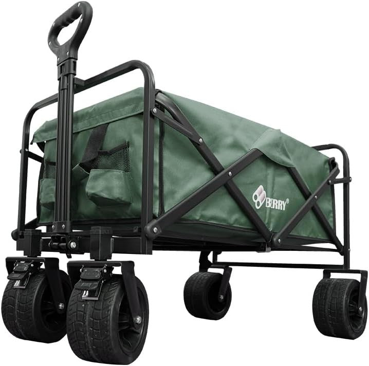Green 150L Heavy Duty Folding Festival Trolley 330lbs Camping Beach Wagon Cart