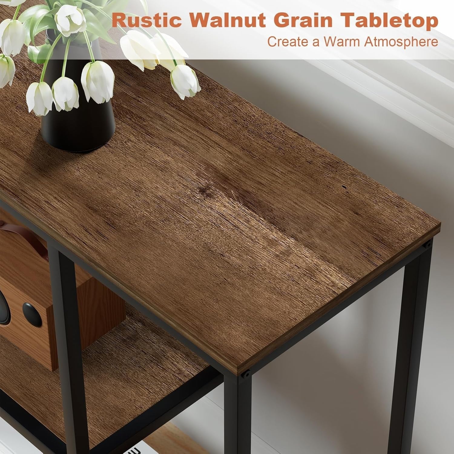 Small Console Table 80x30x80cm | Storage Shelves | Modern Entryway Organizer