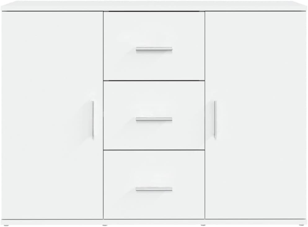 Modern White Sideboard Cabinet 2 Doors 3 Drawers Storage Buffet Table
