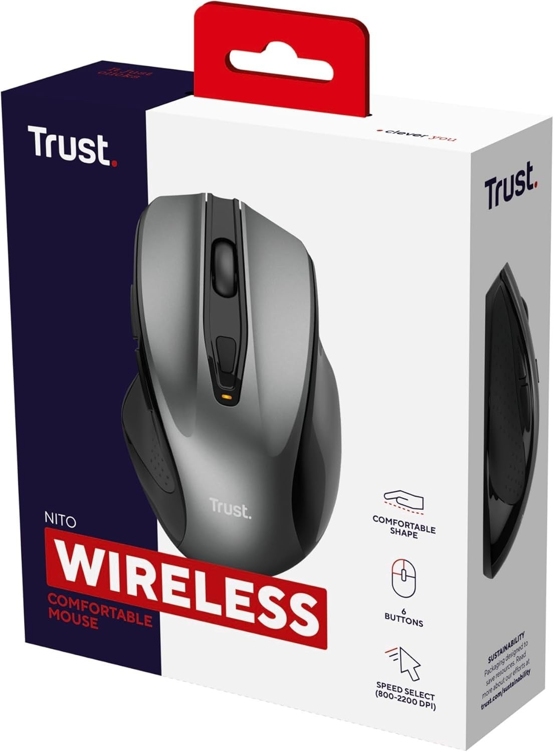Ergonomic Wireless Mouse with Thumb Rest 2200 DPI 6 Buttons Office Comfort