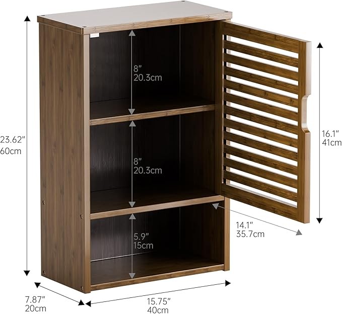 Bathroom Wall Cabinet Adjustable Shelf Storage Organiser Over Toilet Walnut