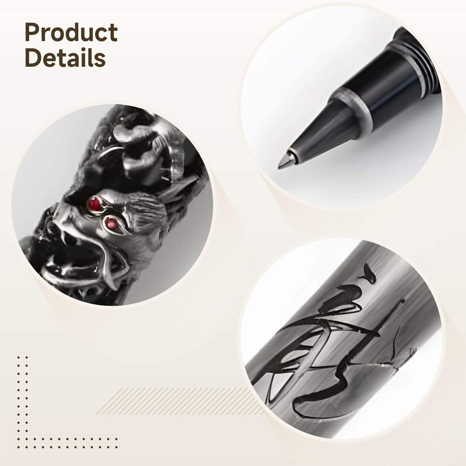 Dragon Fountain Pen Red Grey Metal Luxury Carved Smooth Writing Gift