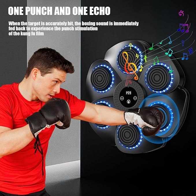 LED Music Boxing Machine 9 Speed Wall Punch Pad Bluetooth Reaction Trainer