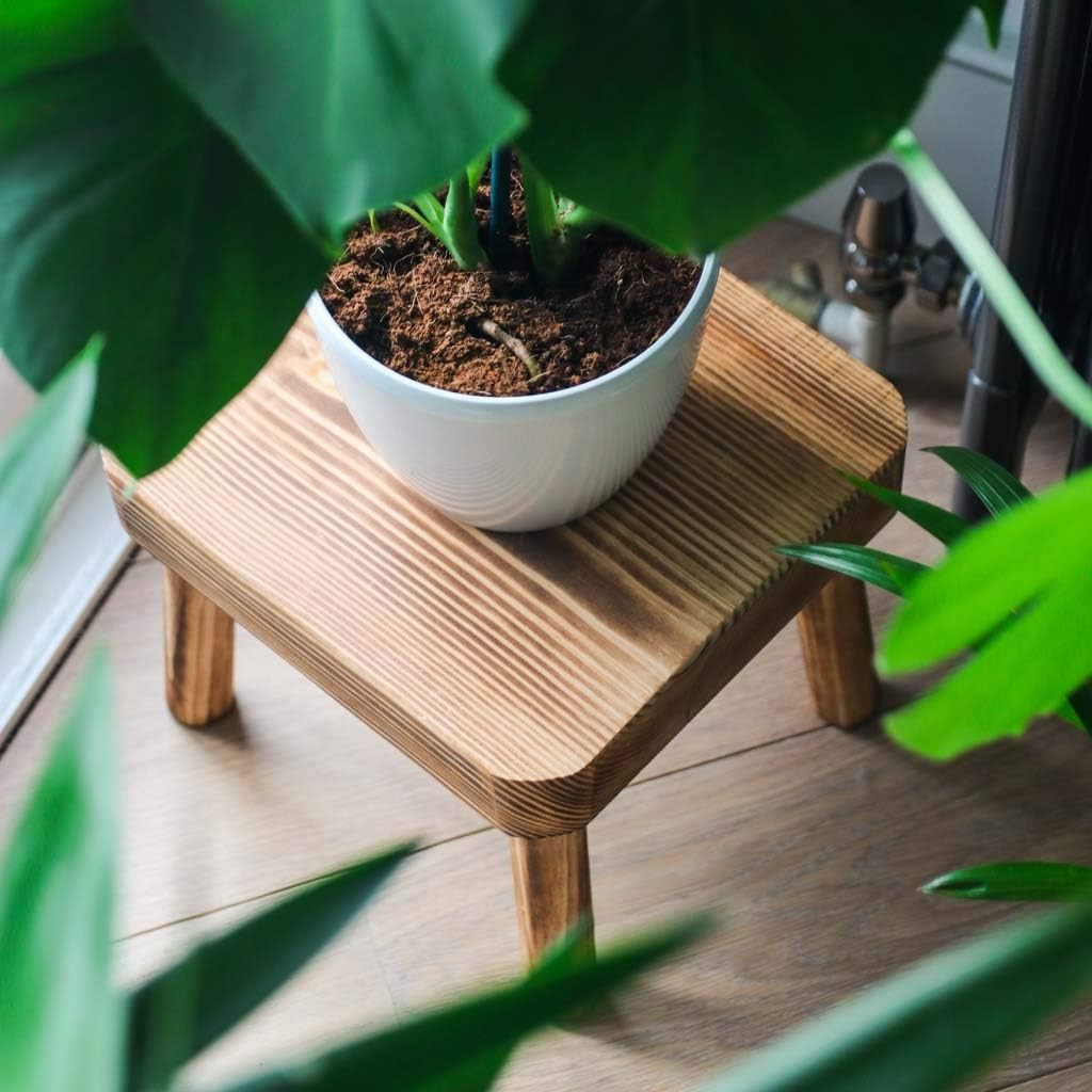 Small Wooden Stool | Rustic Plant Stand & Bedside Table for Home Décor