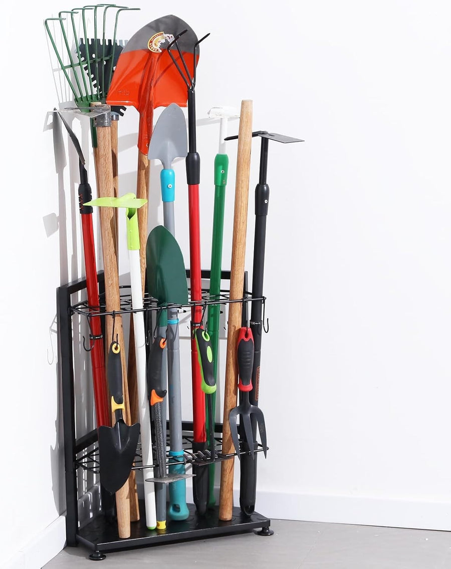 Triangle Corner Tool Rack 43x30x61cm Free-Standing Garden & Garage Organizer