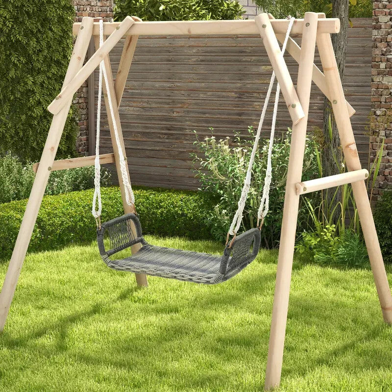 Rattan Garden Swing Chair Hanging Glider Seat with Ropes for Patio Balcony
