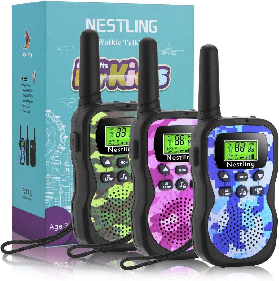 Kids Walkie Talkies 3 Pack Camouflage 2 Way Radios 3KM Range VOX LCD