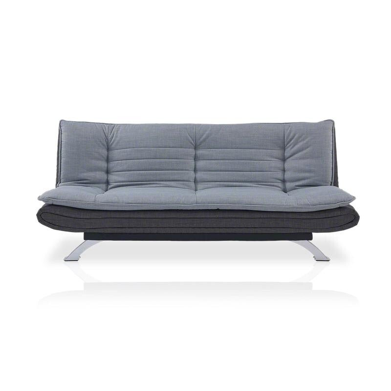 3 Seater Grey Sofa Bed Click Clack | Charcoal Contrast Fabric & Chrome Legs