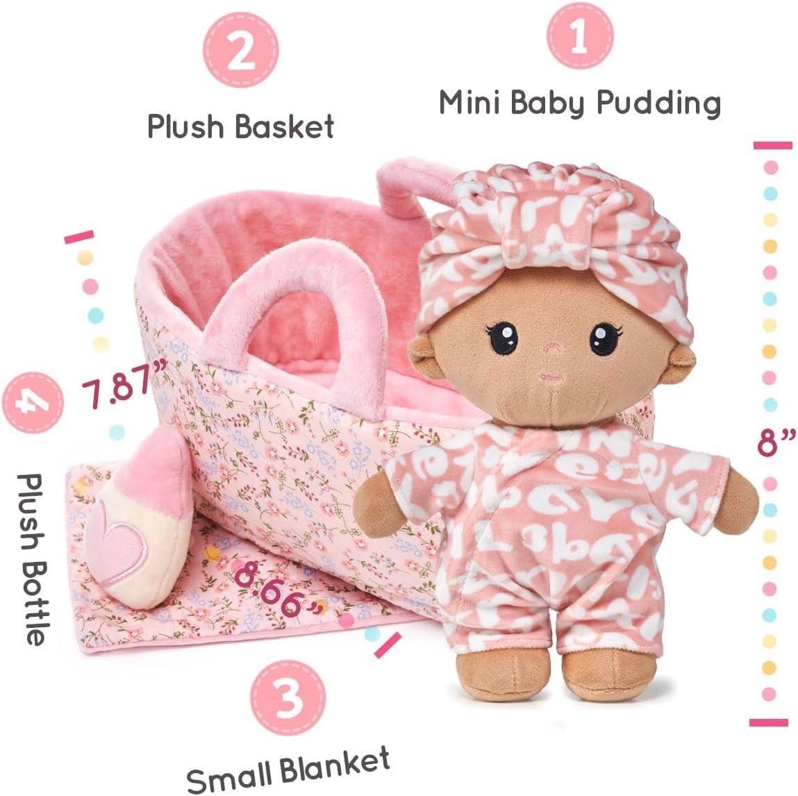 Soft Plush Baby Doll 9in First Cuddle Toy Sleeping Rag Doll Set