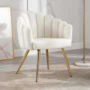 White Faux Fur Accent Armchair – Modern Lounge Chair with Gold Metal Legs