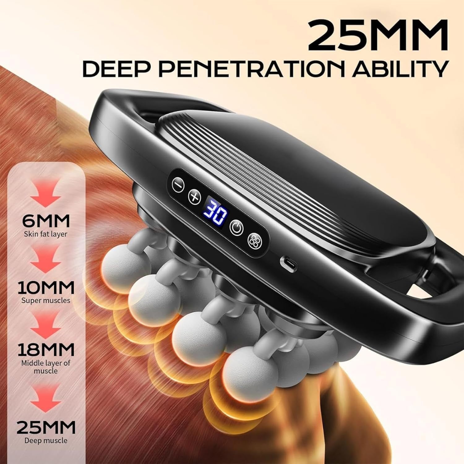 Electric Body Massager 16 Head Muscle Relief 30 Speed Deep Tissue Kneading