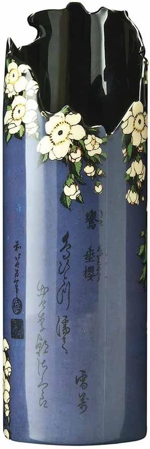 Japanese Art Porcelain Vase 19cm Floral Bird Decorative Table Accent