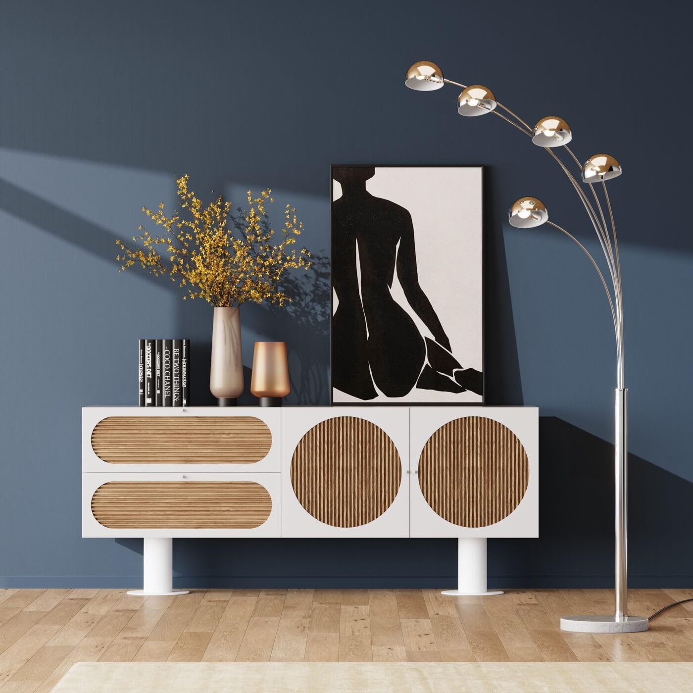Large Nude Lady Abstract Canvas Wall Art Black Beige 70x110cm