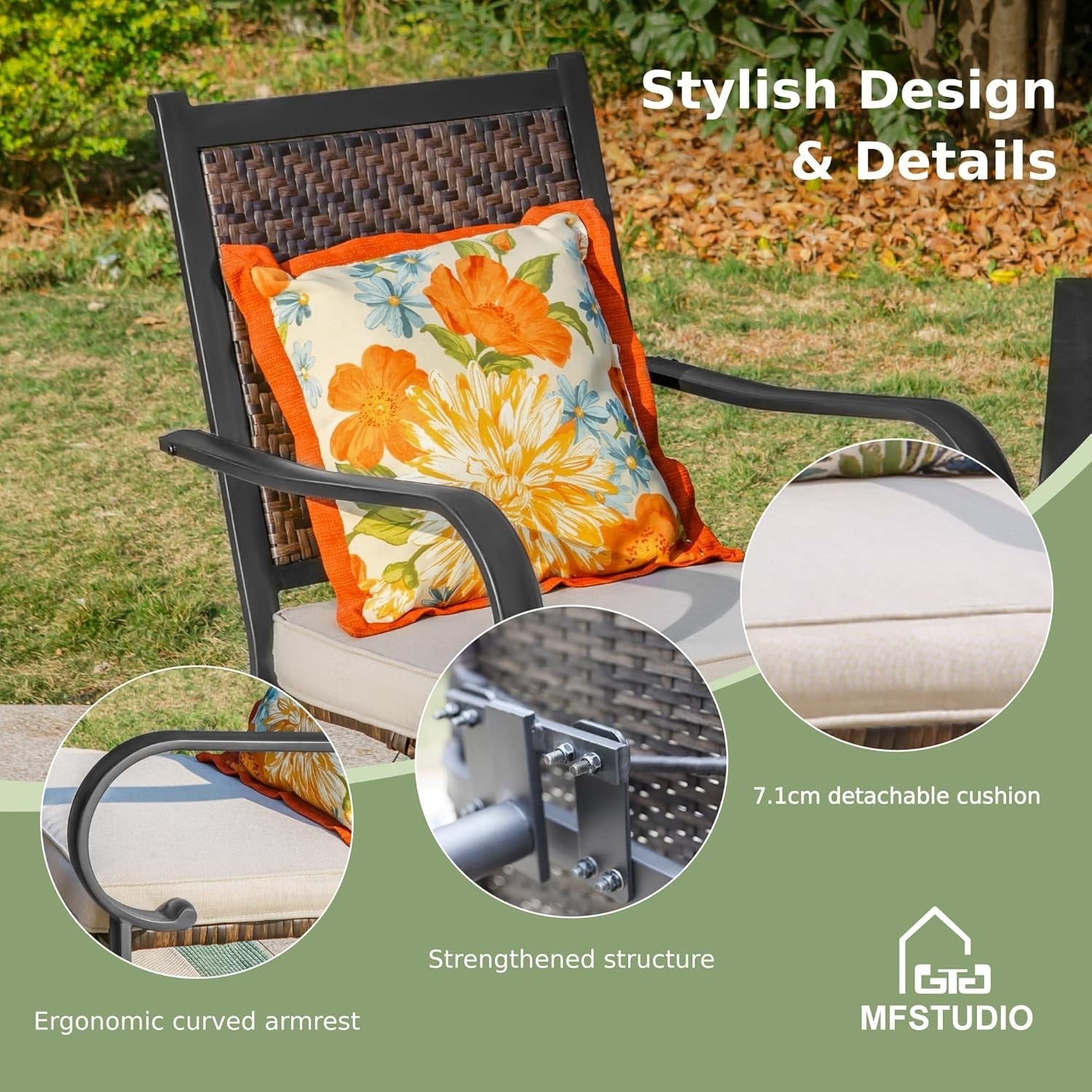 5pc Rattan Garden Furniture Set Patio Table Chairs Cushions Outdoor Dining