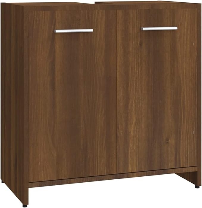 Brown Oak Bathroom Sink Cabinet 60x33x60cm Vanity Storage Unit Modern
