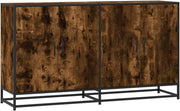 Industrial Sideboard Storage Cabinet Smoked Oak Metal Frame 4 Door Unit