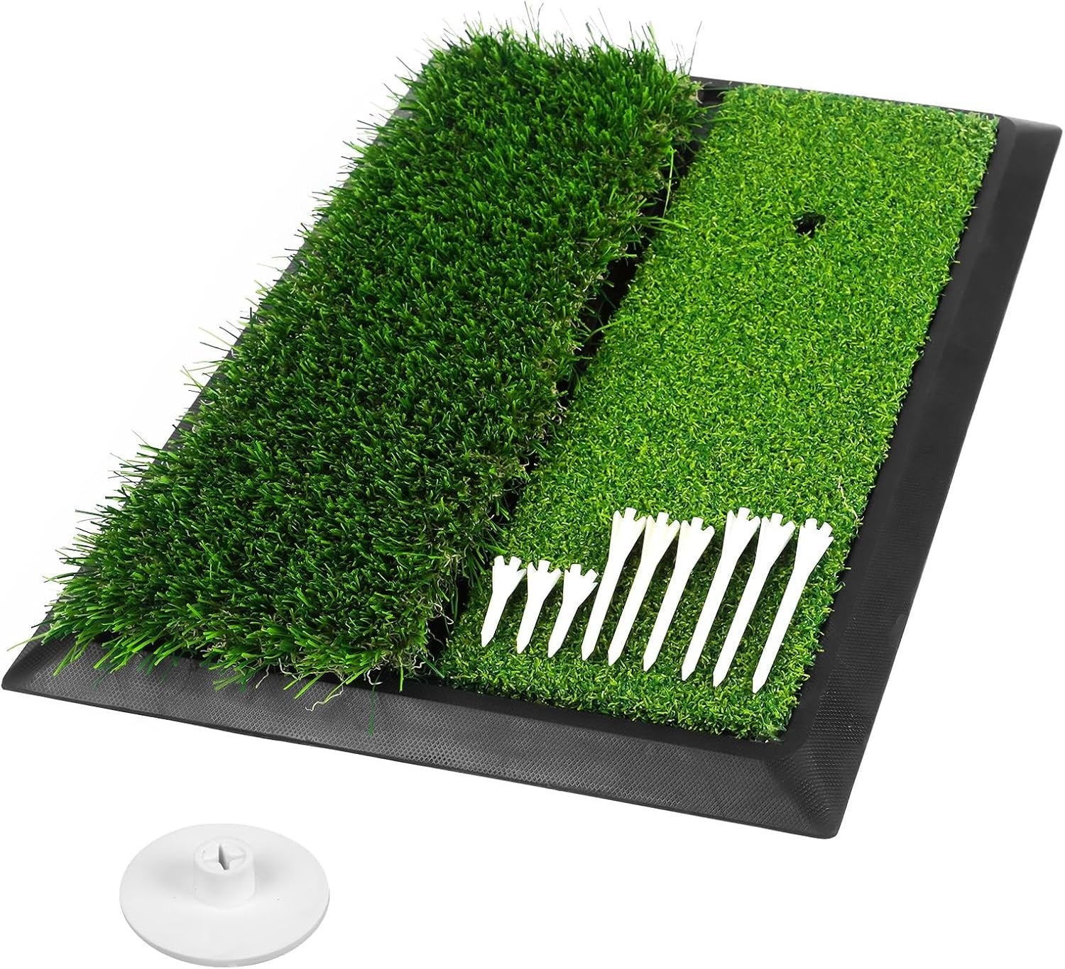 2 in 1 Golf Hitting Mat Practice Turf Non Slip Base 44cm