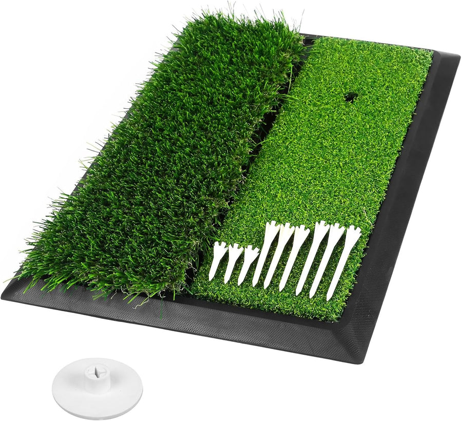 2 in 1 Golf Hitting Mat Practice Turf Non Slip Base 44cm