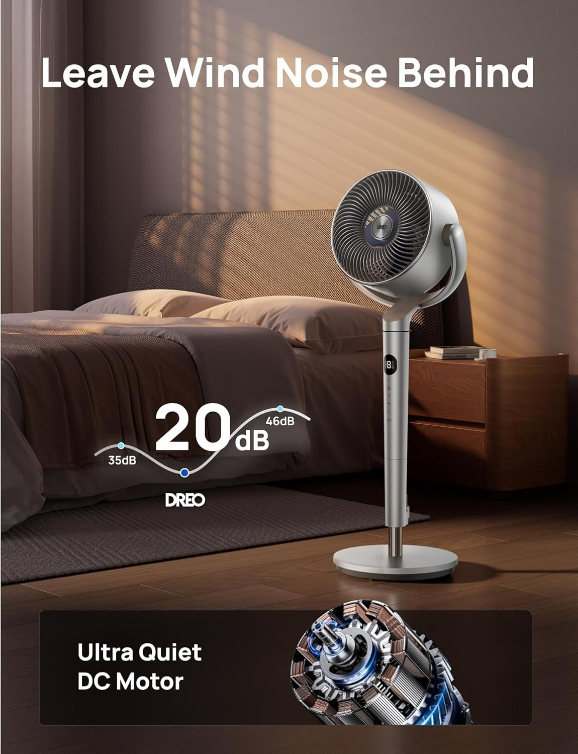 40" Smart Standing Fan Quiet 9-Speed WiFi Voice Control 12H Timer Oscillating