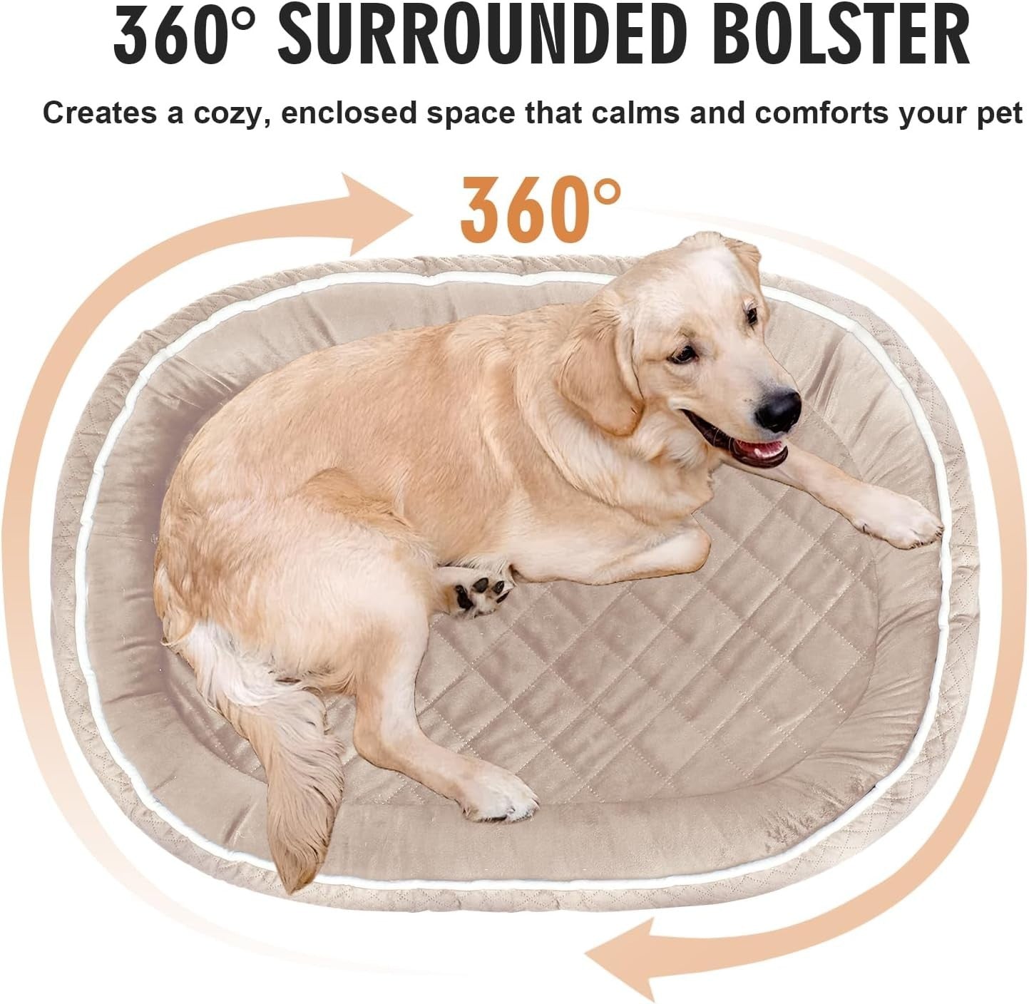 Orthopedic Memory Foam Dog Bed 90x70cm Washable Beige
