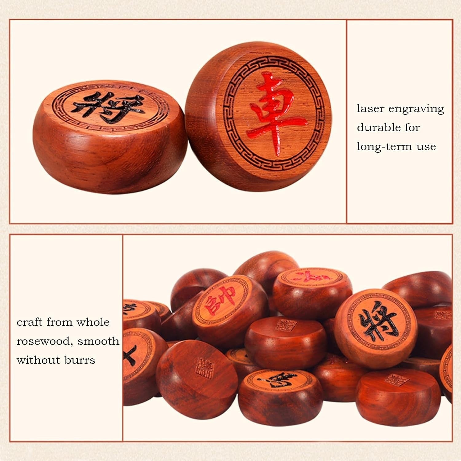 Red Rosewood Xiangqi Chinese Chess Set Large Wooden Strategy Board