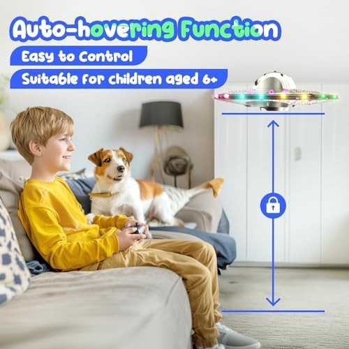 Foam UFO Drone for Kids RC Plane with LED Lights Remote Control Auto Hover 15min