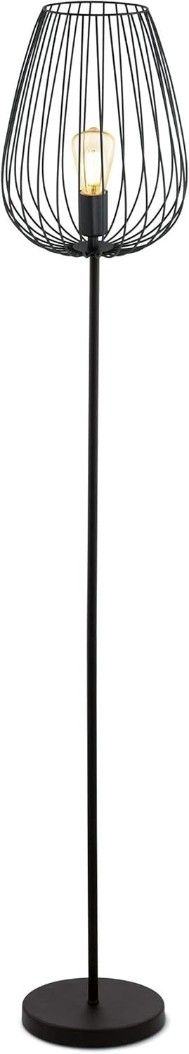 Vintage Black Steel Floor Lamp with Foot Switch, E27 Socket, Living Room
