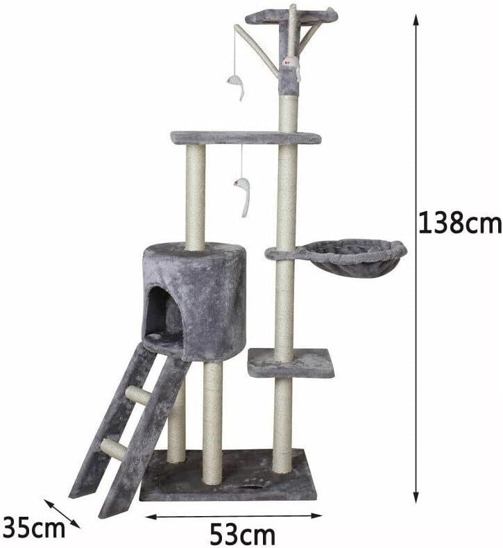 Cat Tree Multi Level Scratching Post Condo Climbing Tower with Hammock Toy