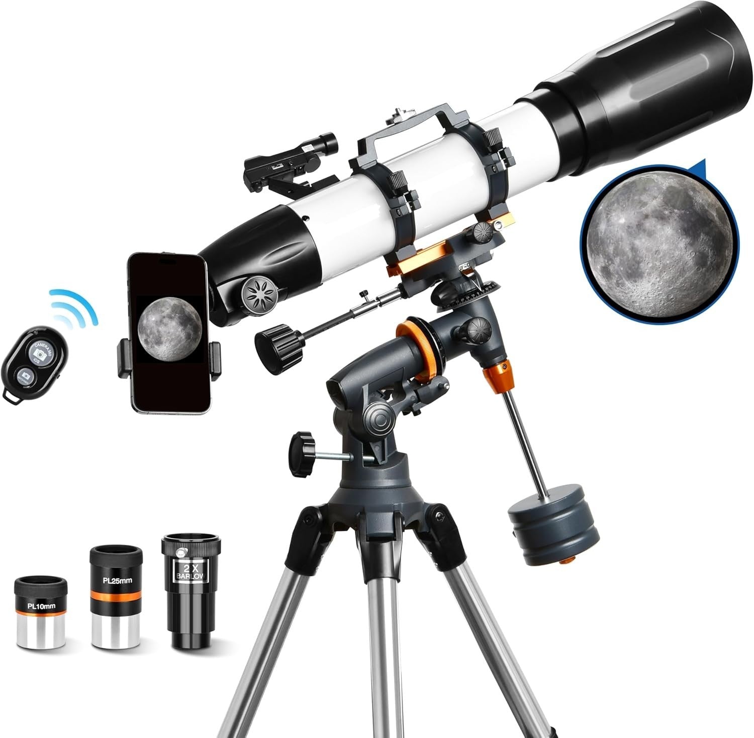 90mm Refractor Telescope 650mm for Adults & Beginners with EQ Mount