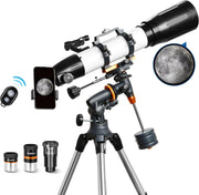 90mm Refractor Telescope 650mm for Adults & Beginners with EQ Mount