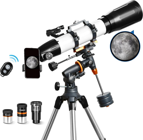90mm Refractor Telescope 650mm for Adults & Beginners with EQ Mount