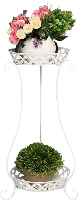 2 Tier White Metal Plant Stand Indoor Outdoor Flower Pot Display Rack 79CM