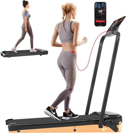 4-in-1 Folding Walking Pad 12km/h Incline APP Control Quiet Wide Belt Home