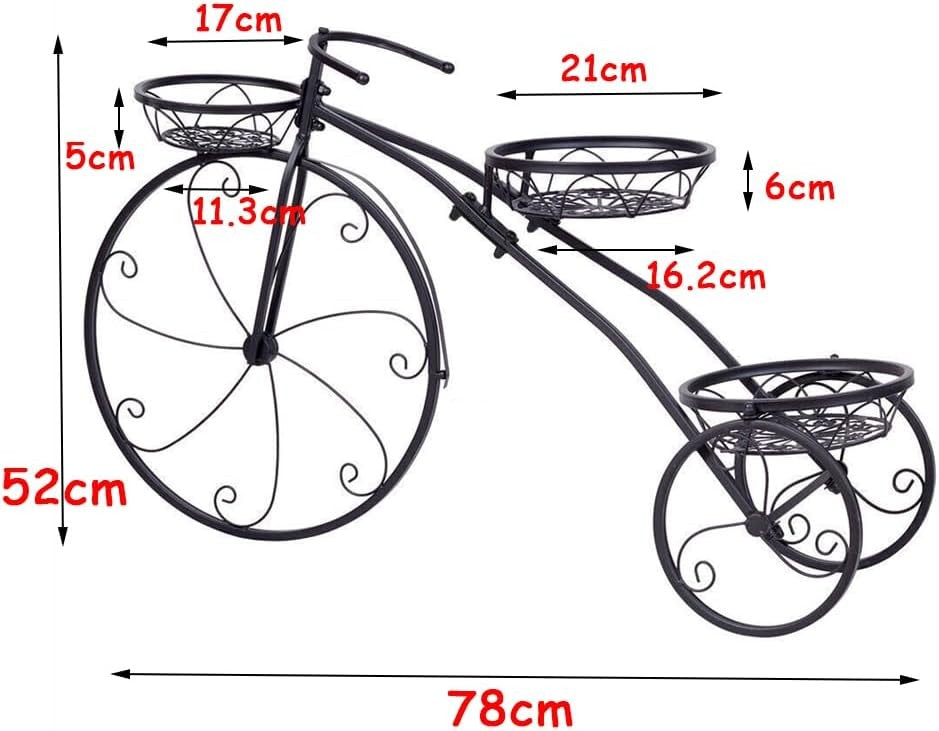3 Tier Bicycle Plant Stand Metal Flower Pot Holder Indoor Outdoor Display Rack
