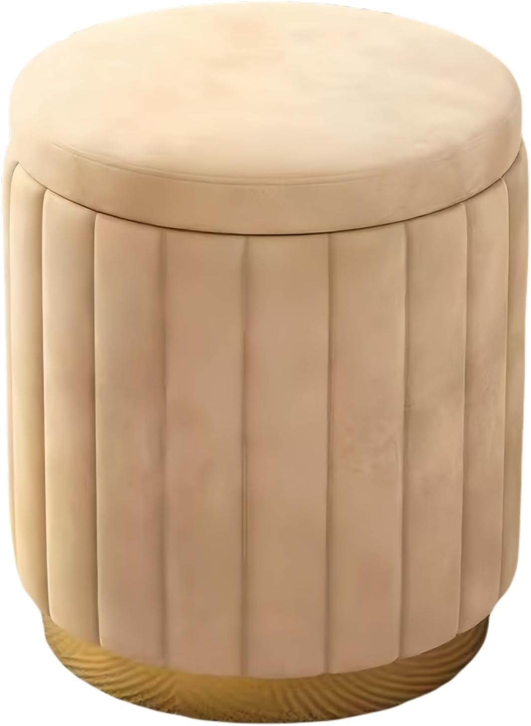 Yellow Storage Vanity Stool – 2-in-1 Dressing Table Seat with Solid Wood Frame