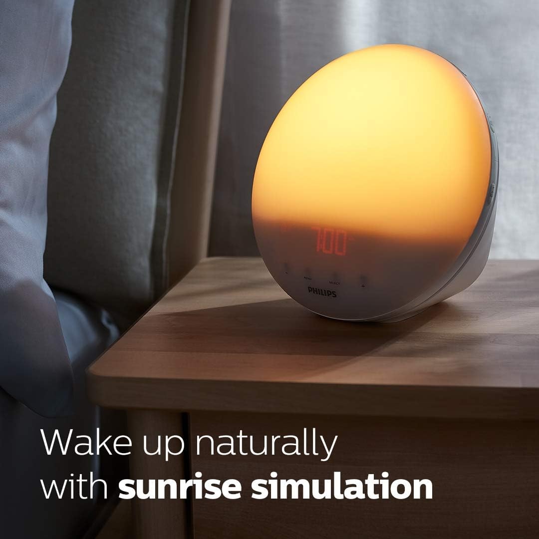 Sunrise Alarm Clock Wake Up Light Natural Sounds Dimmable Night Lamp