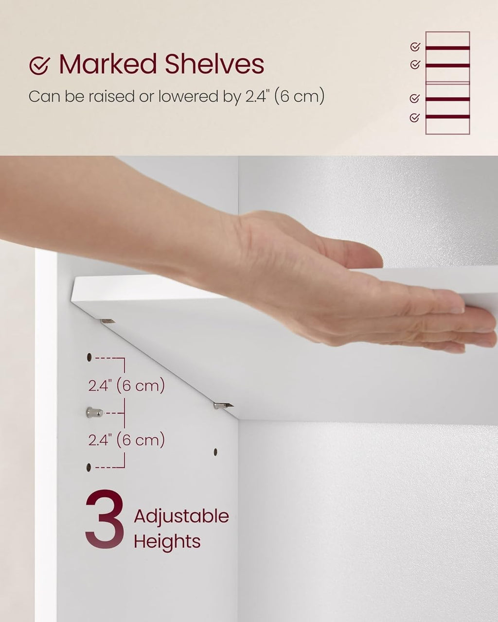 6 Tier White Wooden Bookcase Tall Storage Display Book Shelf for Living Room