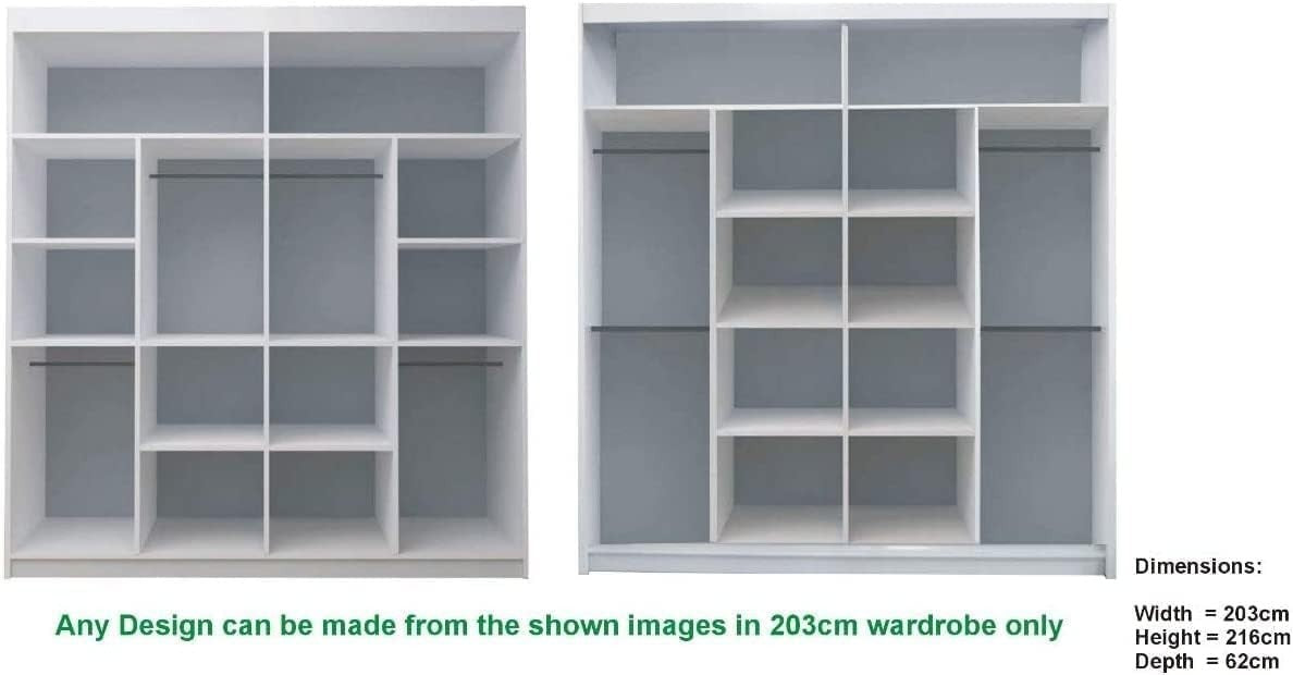 Sliding Wardrobe 1 Door LED Light, Large Storage Closet 203cm Black Finish