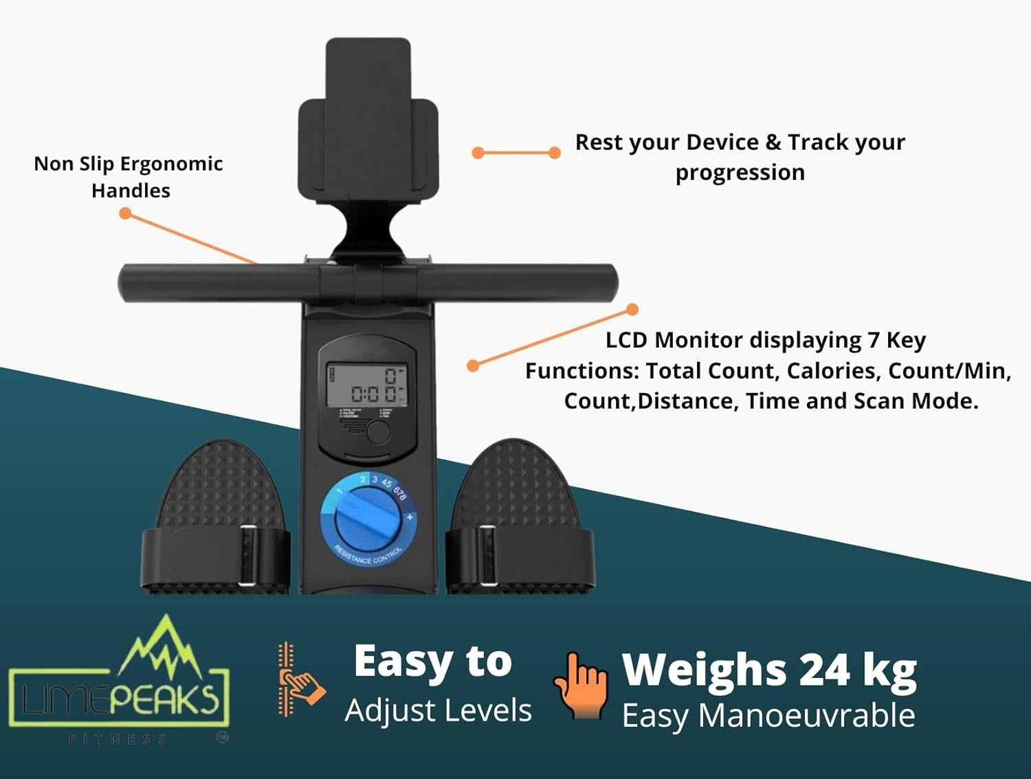 Foldable Magnetic Rowing Machine 8-Level Resistance Bluetooth LCD Home 110KG