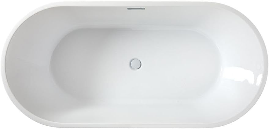 White Freestanding Double Ended Fluted Bath 1700x800mm Chrome Overflow