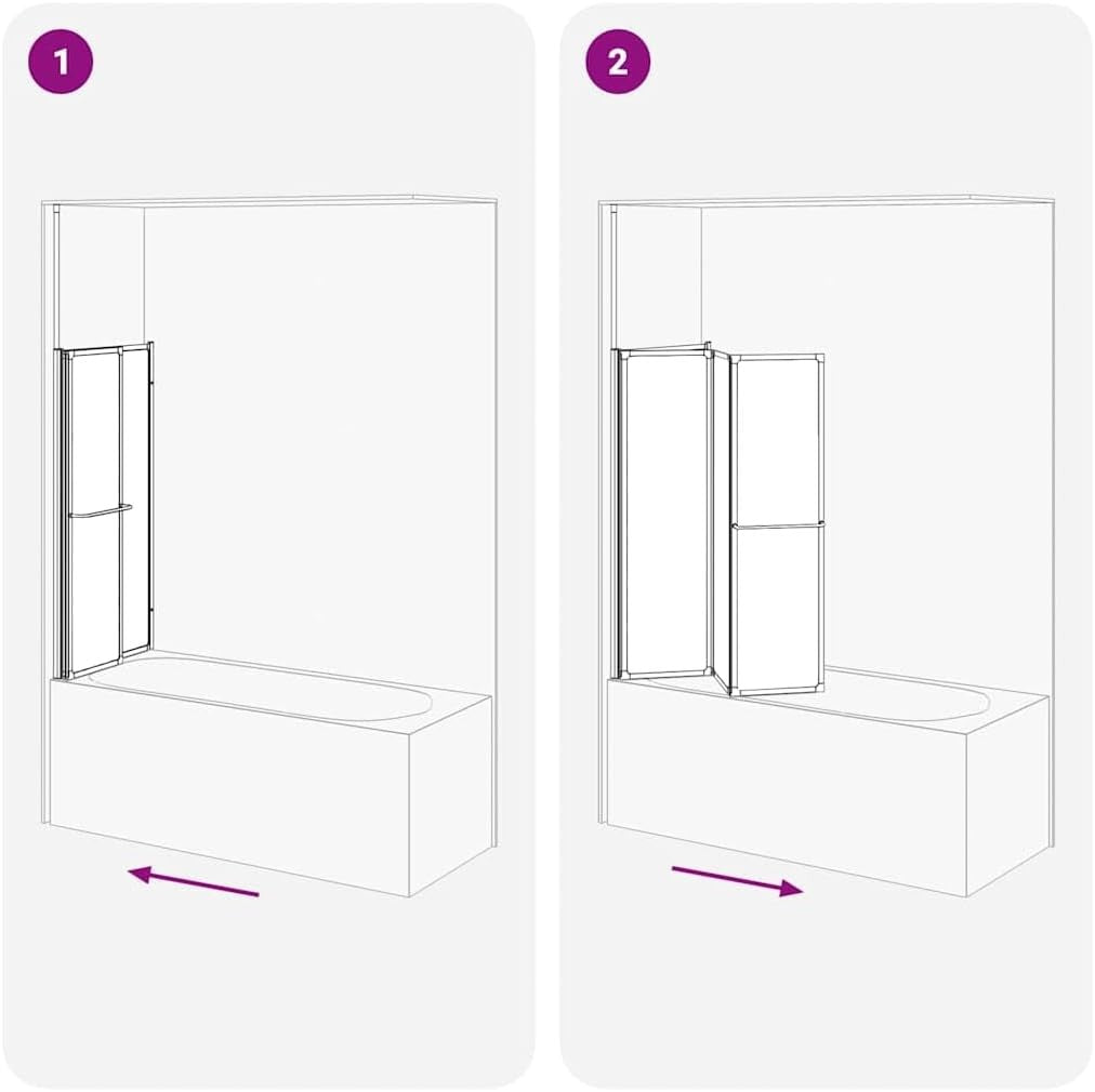 Black Aluminium Folding Shower Screen 120x70x137cm Waterproof Panel