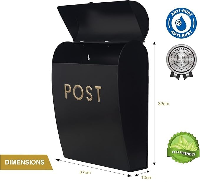 Weatherproof Wall Mounted Mailbox – Easy Access Flap, Rustproof Aluminium