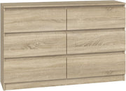 Modern 6-Drawer Sonoma Oak Dresser Chest – Smooth Glide, Space-Saving Storage