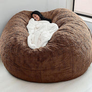 Giant Faux Fur Bean Bag Chair Adult 5-7ft Sofa Seat Soft Washable Grey