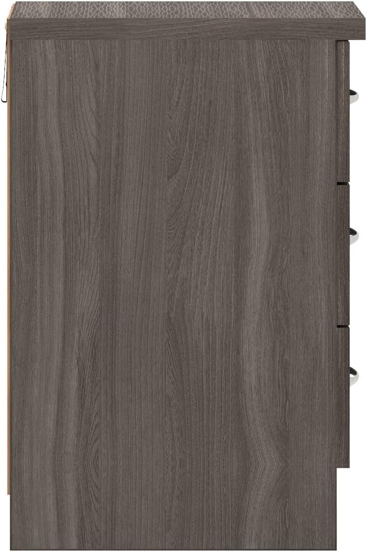 Black 3 Drawer Bedside Table – Modern Wooden Nightstand