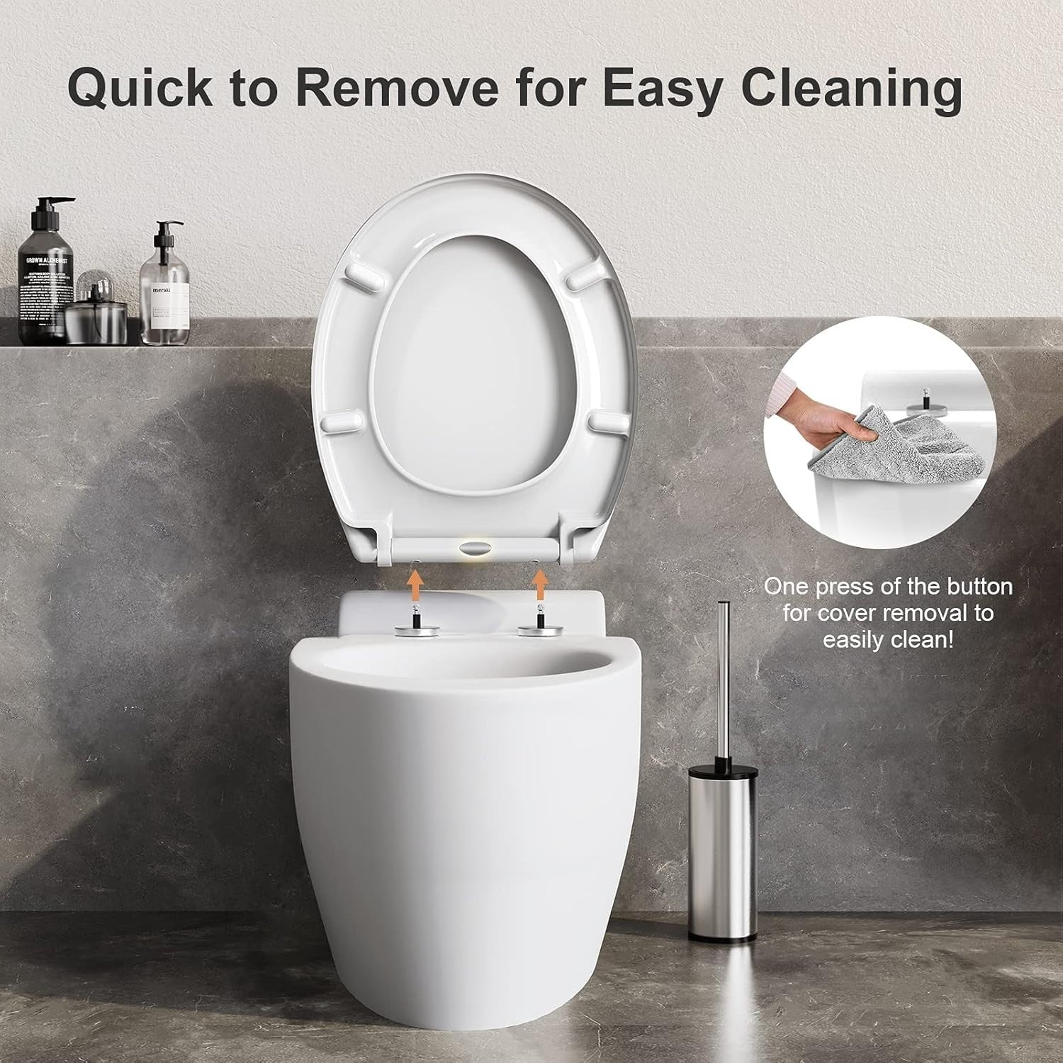 White Oval Toilet Seat Quick Release Anti-Bacterial Top Fix 45x37cm