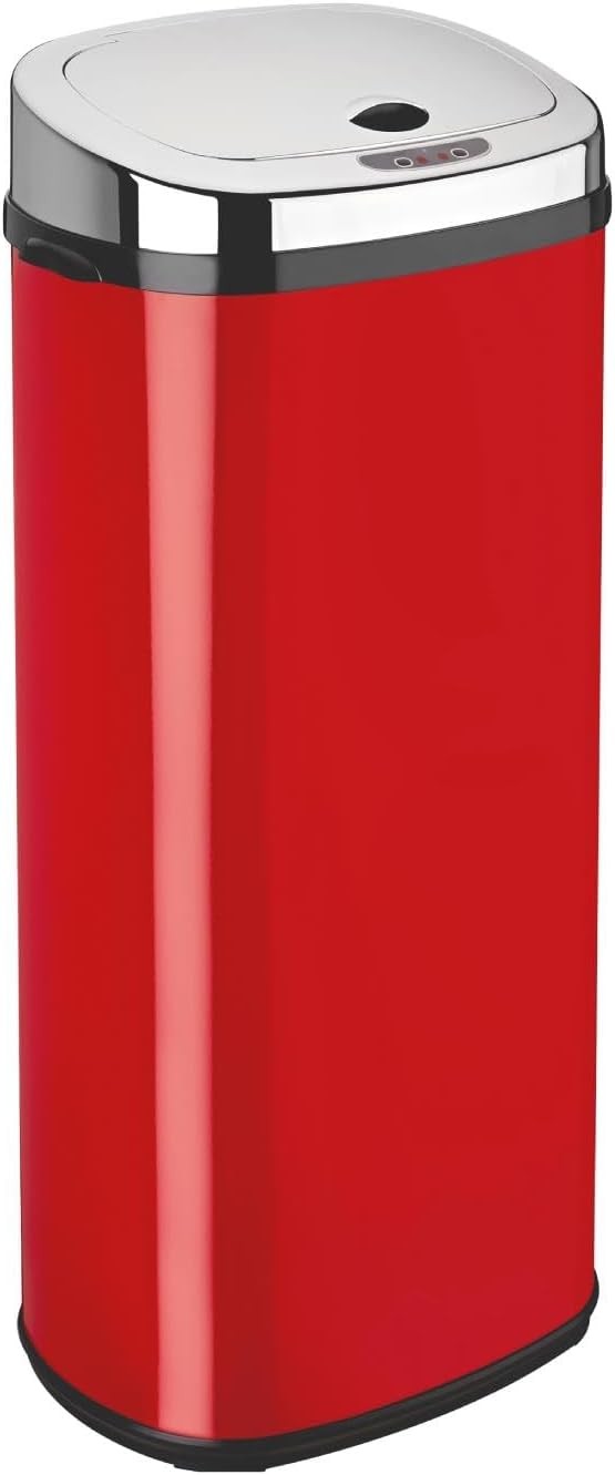 50L Automatic Sensor Kitchen Bin Stainless Steel Soft Close Red