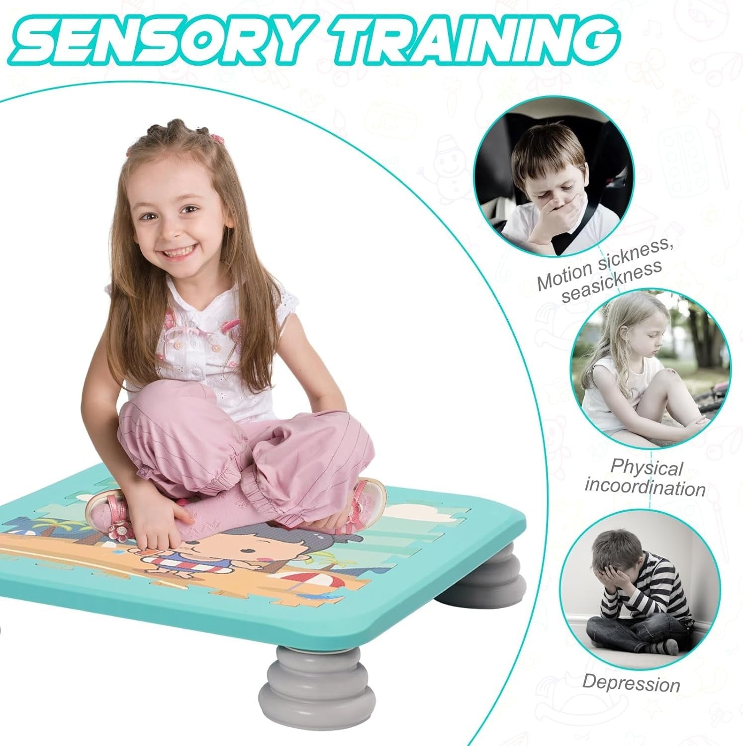Sensory Trampoline Board for Kids Non-Slip Indoor Outdoor 75KG