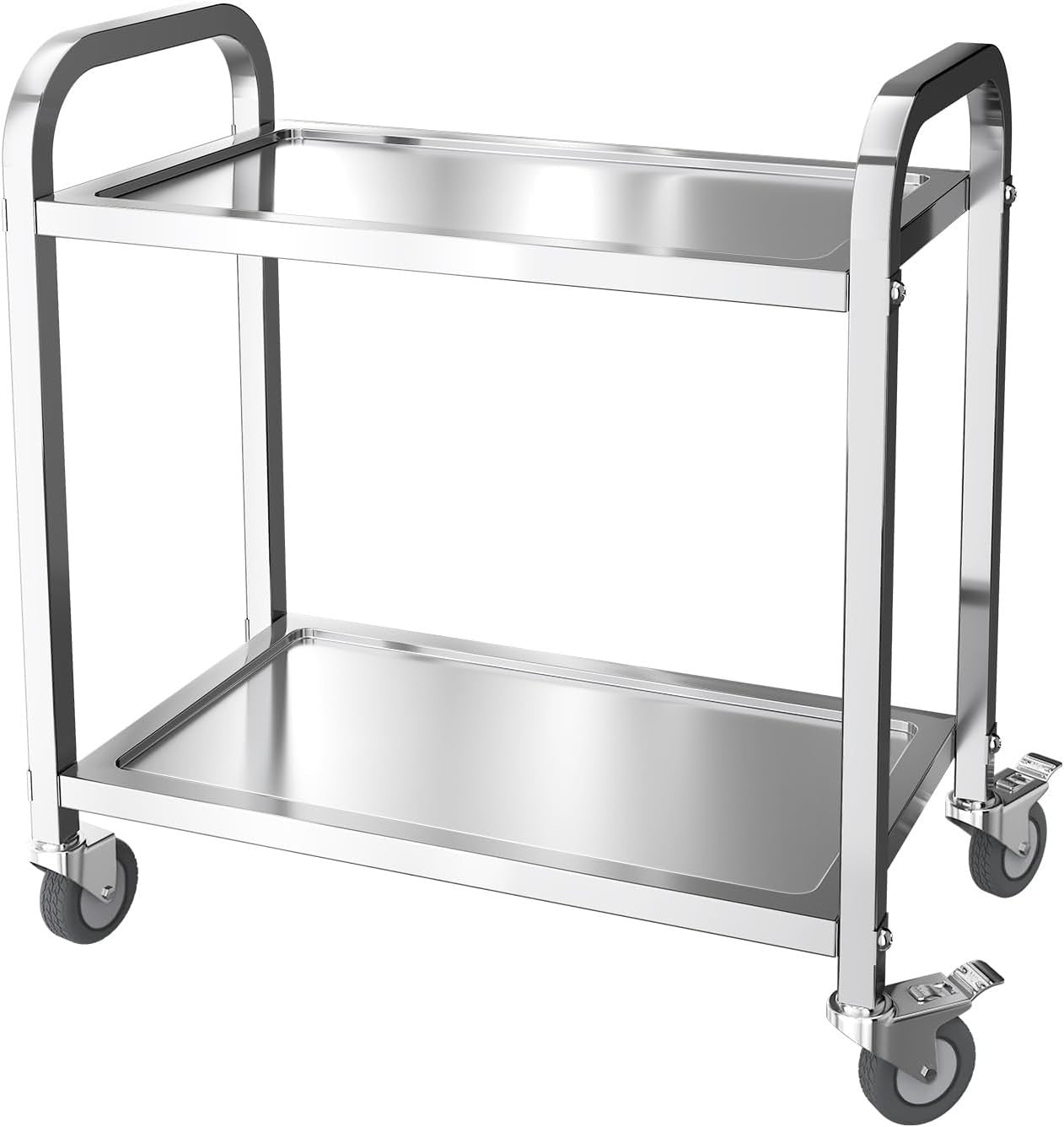 Stainless Steel 2 Tier Kitchen Trolley 95cm Heavy Duty Cart