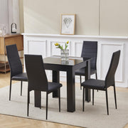3 Piece Dining Table Set Black PU Chairs Small Space Kitchen Apartment